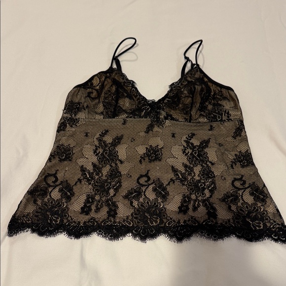 next Tops - Next Beige and black lace Camisole Top.